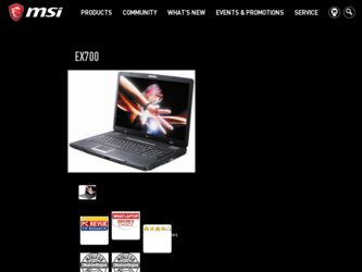 EX700 driver download page on the MSI site