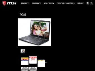 EX705 driver download page on the MSI site