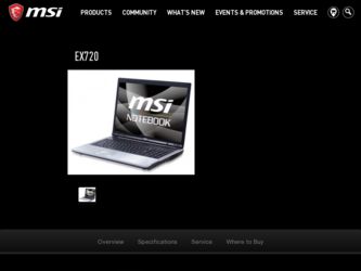 EX720 driver download page on the MSI site