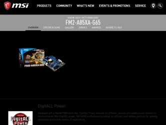 FM2 driver download page on the MSI site