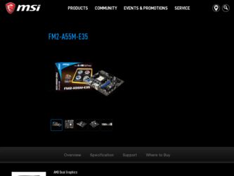 FM2A55ME35 driver download page on the MSI site