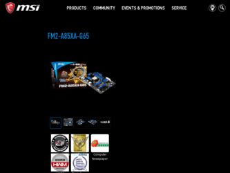FM2A85XAG65 driver download page on the MSI site