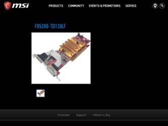 FX5200-TD128LF driver download page on the MSI site