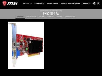 FX5200T64 driver download page on the MSI site