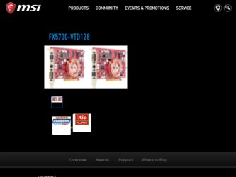 FX5700VTD128 driver download page on the MSI site