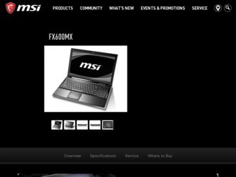 FX600MX driver download page on the MSI site