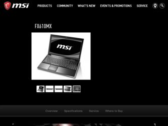 FX610MX driver download page on the MSI site