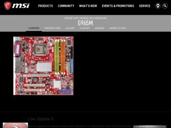 G965M driver download page on the MSI site