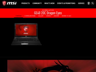 GE40 driver download page on the MSI site