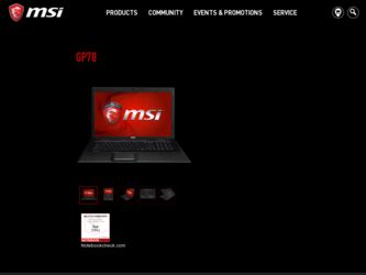 GP70 driver download page on the MSI site
