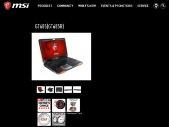 GT685GT685R driver download page on the MSI site