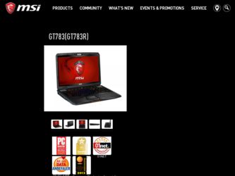 GT783GT783R driver download page on the MSI site