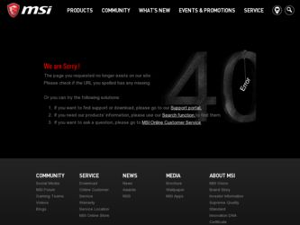 GTX driver download page on the MSI site
