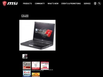 GX400 driver download page on the MSI site