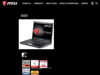GX403 driver download page on the MSI site