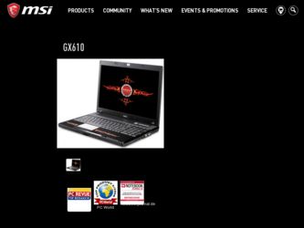 GX610 driver download page on the MSI site
