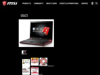 GX623 driver download page on the MSI site