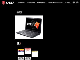 GX701 driver download page on the MSI site