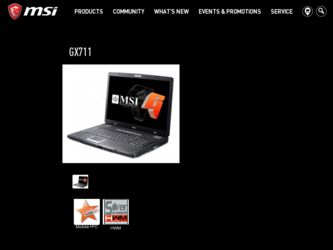 GX711 driver download page on the MSI site