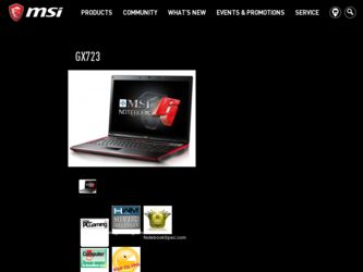 GX723 driver download page on the MSI site