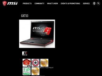 GX733 driver download page on the MSI site