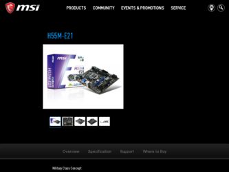H55ME21 driver download page on the MSI site
