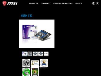 H55ME33 driver download page on the MSI site
