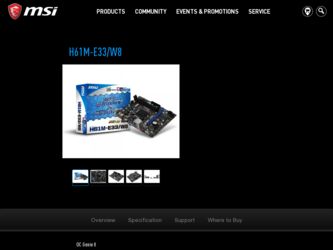 H61ME33W8 driver download page on the MSI site