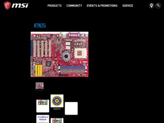 K7N2G driver download page on the MSI site