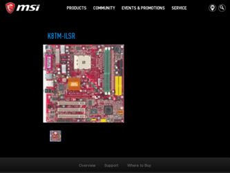 K8TM-ILSR driver download page on the MSI site