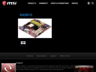 K9A2VM-FD driver download page on the MSI site
