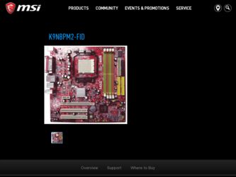 K9NBPM2FID driver download page on the MSI site