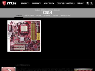 K9NGM driver download page on the MSI site