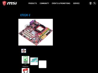 K9VGM-V driver download page on the MSI site