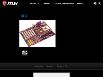 KT3V driver download page on the MSI site