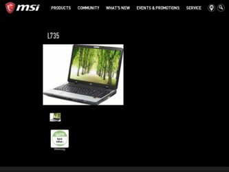L735 driver download page on the MSI site