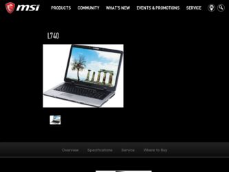 L740 driver download page on the MSI site