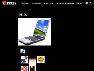 M510A driver download page on the MSI site