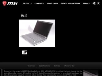 M610 driver download page on the MSI site