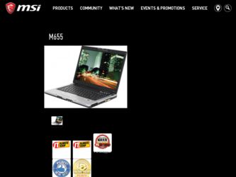 M655 driver download page on the MSI site
