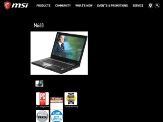 M660 driver download page on the MSI site