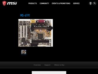 MS6191 driver download page on the MSI site