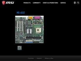 MS6532 driver download page on the MSI site