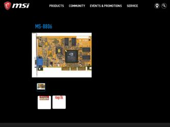 MS8806 driver download page on the MSI site