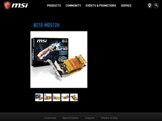 N210-MD512H driver download page on the MSI site