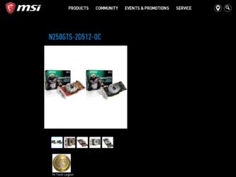 N250GTS-2D512-OC driver download page on the MSI site
