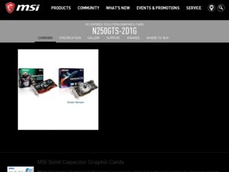 N250GTS2D1G driver download page on the MSI site