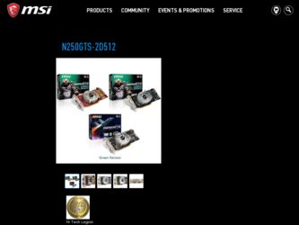 N250GTS2D512 driver download page on the MSI site