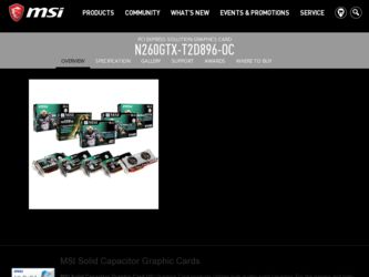 N260GTX-T2D896-OC driver download page on the MSI site