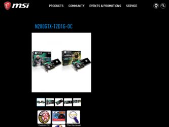 N280GTXT2D1GOC driver download page on the MSI site